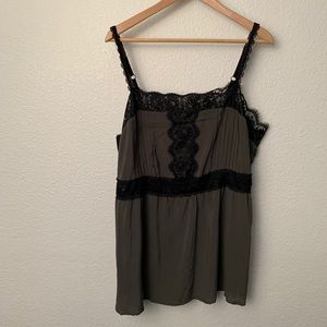 Torrid Lace and Pleated Tank Camisole in Olive